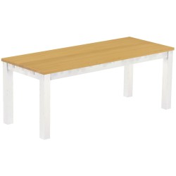 Esstisch 200x80 Rio Classico Eiche hell Weiss massiver Pinien Holztisch - vorgerichtet für Ansteckplatten - Tisch ausziehbar