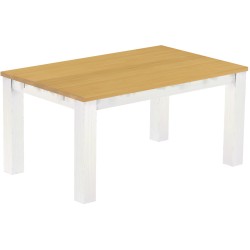 Esstisch 160x100 Rio Classico Eiche hell Weiss massiver Pinien Holztisch - vorgerichtet für Ansteckplatten - Tisch ausziehbar