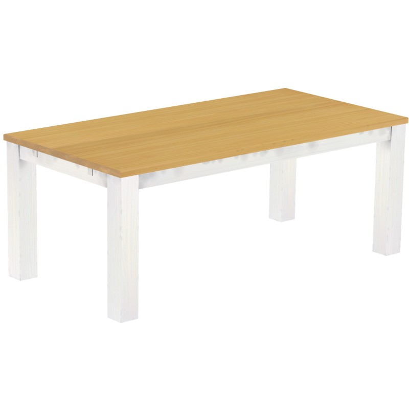 Esstisch 200x100 Rio Classico Eiche hell Weiss massiver Pinien Holztisch - vorgerichtet für Ansteckplatten - Tisch ausziehbar