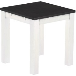 Esstisch 73x73 Rio Classico Ebenholz Weiss massiver Pinien Holztisch - vorgerichtet für Ansteckplatten - Tisch ausziehbar