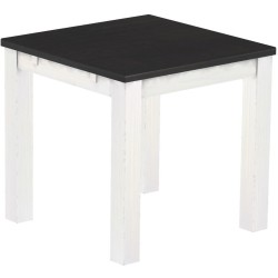 Esstisch 80x80 Rio Classico Ebenholz Weiss massiver Pinien Holztisch - vorgerichtet für Ansteckplatten - Tisch ausziehbar