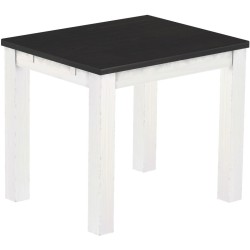 Esstisch 90x73 Rio Classico Ebenholz Weiss massiver Pinien Holztisch - vorgerichtet für Ansteckplatten - Tisch ausziehbar