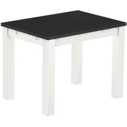 Esstisch 100x73 Rio Classico Ebenholz Weiss massiver Pinien Holztisch - vorgerichtet für Ansteckplatten - Tisch ausziehbar
