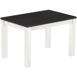 Esstisch 120x80 Rio Classico Ebenholz Weiss massiver Pinien Holztisch - vorgerichtet für Ansteckplatten - Tisch ausziehbar