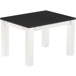 Esstisch 120x90 Rio Classico Ebenholz Weiss massiver Pinien Holztisch - vorgerichtet für Ansteckplatten - Tisch ausziehbar