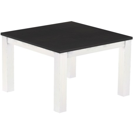Esstisch 120x120 Rio Classico Ebenholz Weiss massiver Pinien Holztisch - vorgerichtet für Ansteckplatten - Tisch ausziehbar
