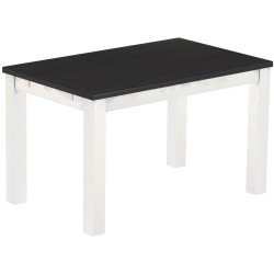 Esstisch 130x80 Rio Classico Ebenholz Weiss massiver Pinien Holztisch - vorgerichtet für Ansteckplatten - Tisch ausziehbar