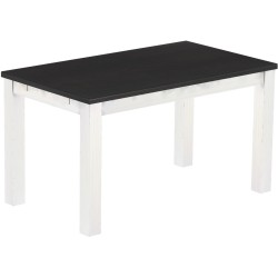 Esstisch 140x80 Rio Classico Ebenholz Weiss massiver Pinien Holztisch - vorgerichtet für Ansteckplatten - Tisch ausziehbar