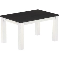 Esstisch 140x90 Rio Classico Ebenholz Weiss massiver Pinien Holztisch - vorgerichtet für Ansteckplatten - Tisch ausziehbar