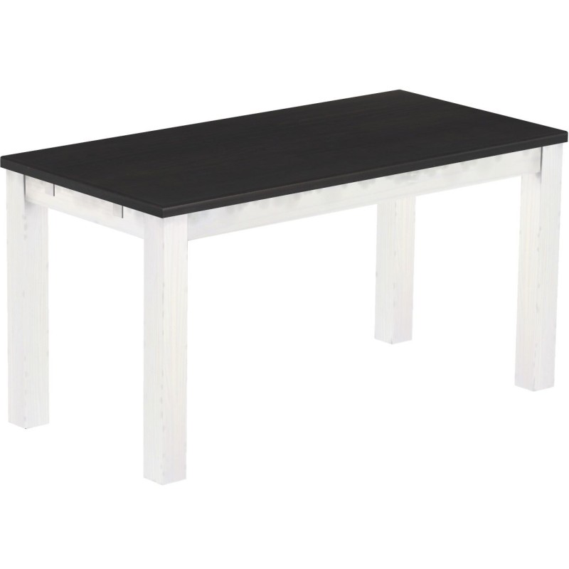 Esstisch 150x73 Rio Classico Ebenholz Weiss massiver Pinien Holztisch - vorgerichtet für Ansteckplatten - Tisch ausziehbar