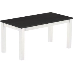 Esstisch 160x80 Rio Classico Ebenholz Weiss massiver Pinien Holztisch - vorgerichtet für Ansteckplatten - Tisch ausziehbar