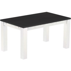 Esstisch 150x90 Rio Classico Ebenholz Weiss massiver Pinien Holztisch - vorgerichtet für Ansteckplatten - Tisch ausziehbar