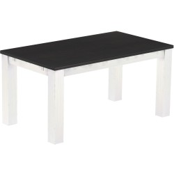 Esstisch 160x90 Rio Classico Ebenholz Weiss massiver Pinien Holztisch - vorgerichtet für Ansteckplatten - Tisch ausziehbar