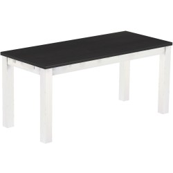 Esstisch 170x73 Rio Classico Ebenholz Weiss massiver Pinien Holztisch - vorgerichtet für Ansteckplatten - Tisch ausziehbar