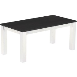 Esstisch 180x90 Rio Classico Ebenholz Weiss massiver Pinien Holztisch - vorgerichtet für Ansteckplatten - Tisch ausziehbar