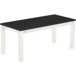 Esstisch 180x80 Rio Classico Ebenholz Weiss massiver Pinien Holztisch - vorgerichtet für Ansteckplatten - Tisch ausziehbar