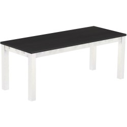 Esstisch 200x80 Rio Classico Ebenholz Weiss massiver Pinien Holztisch - vorgerichtet für Ansteckplatten - Tisch ausziehbar