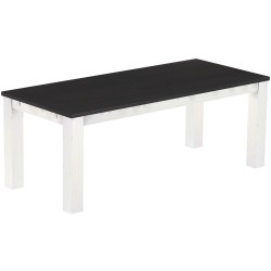 Esstisch 208x90 Rio Classico Ebenholz Weiss massiver Pinien Holztisch - vorgerichtet für Ansteckplatten - Tisch ausziehbar