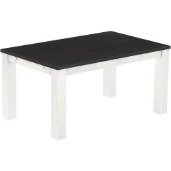 Esstisch 160x100 Rio Classico Ebenholz Weiss massiver Pinien Holztisch - vorgerichtet für Ansteckplatten - Tisch ausziehbar