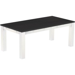 Esstisch 200x100 Rio Classico Ebenholz Weiss massiver Pinien Holztisch - vorgerichtet für Ansteckplatten - Tisch ausziehbar