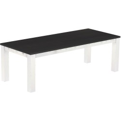 Esstisch 240x100 Rio Classico Ebenholz Weiss massiver Pinien Holztisch - vorgerichtet für Ansteckplatten - Tisch ausziehbar