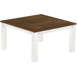 Esstisch 140x140 Rio Classico Nussbaum Weiss massiver Pinien Holztisch - Tischplatte mit Sperrholzeinlage