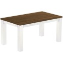 Esstisch 160x90 Rio Classico Nussbaum Weiss massiver Pinien Holztisch - vorgerichtet für Ansteckplatten - Tisch ausziehbar