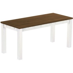 Esstisch 170x73 Rio Classico Nussbaum Weiss massiver Pinien Holztisch - vorgerichtet für Ansteckplatten - Tisch ausziehbar