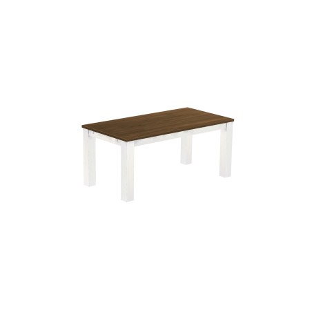 Esstisch 180x90 Rio Classico Nussbaum Weiss massiver Pinien Holztisch - vorgerichtet für Ansteckplatten - Tisch ausziehbar