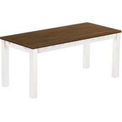 Esstisch 180x80 Rio Classico Nussbaum Weiss massiver Pinien Holztisch - vorgerichtet für Ansteckplatten - Tisch ausziehbar
