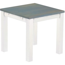 Esstisch 80x80 Rio Classico Taubengrau Weiss massiver Pinien Holztisch - vorgerichtet für Ansteckplatten - Tisch ausziehbar