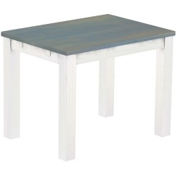 Esstisch 100x73 Rio Classico Taubengrau Weiss massiver Pinien Holztisch - vorgerichtet für Ansteckplatten - Tisch ausziehbar