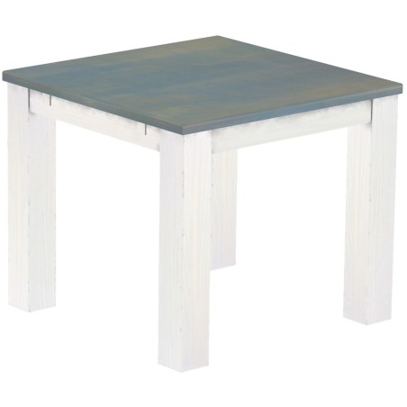 Esstisch 90x90 Rio Classico Taubengrau Weiss massiver Pinien Holztisch - vorgerichtet für Ansteckplatten - Tisch ausziehbar