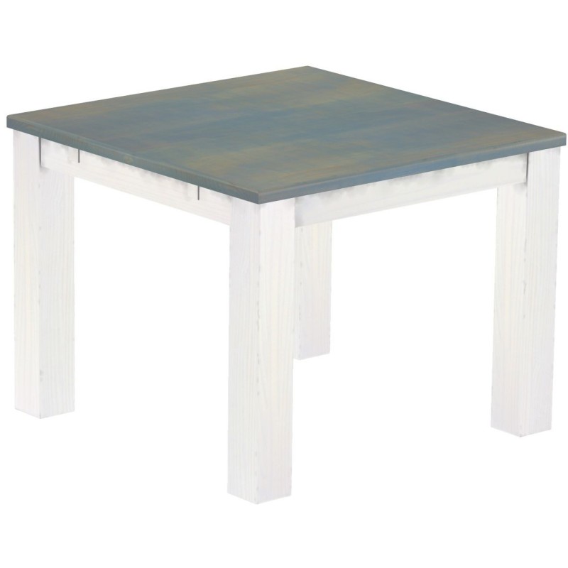 Esstisch 100x100 Rio Classico Taubengrau Weiss massiver Pinien Holztisch - vorgerichtet für Ansteckplatten - Tisch ausziehbar