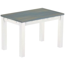 Esstisch 120x73 Rio Classico Taubengrau Weiss massiver Pinien Holztisch - vorgerichtet für Ansteckplatten - Tisch ausziehbar