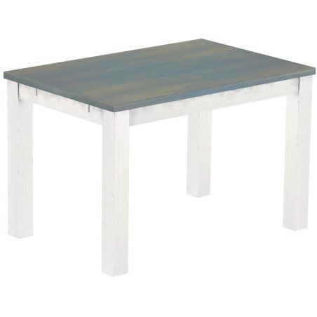 Esstisch 120x80 Rio Classico Taubengrau Weiss massiver Pinien Holztisch - vorgerichtet für Ansteckplatten - Tisch ausziehbar
