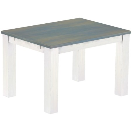 Esstisch 120x90 Rio Classico Taubengrau Weiss massiver Pinien Holztisch - vorgerichtet für Ansteckplatten - Tisch ausziehbar