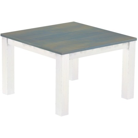 Esstisch 120x120 Rio Classico Taubengrau Weiss massiver Pinien Holztisch - vorgerichtet für Ansteckplatten - Tisch ausziehbar
