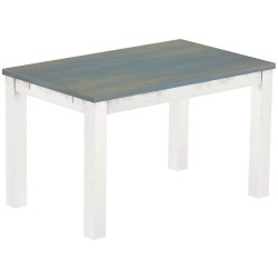 Esstisch 130x80 Rio Classico Taubengrau Weiss massiver Pinien Holztisch - vorgerichtet für Ansteckplatten - Tisch ausziehbar