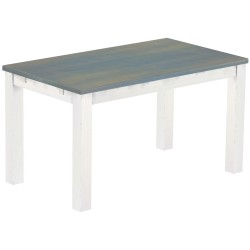 Esstisch 140x80 Rio Classico Taubengrau Weiss massiver Pinien Holztisch - vorgerichtet für Ansteckplatten - Tisch ausziehbar