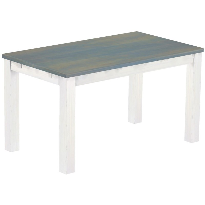 Esstisch 140x80 Rio Classico Taubengrau Weiss massiver Pinien Holztisch - vorgerichtet für Ansteckplatten - Tisch ausziehbar