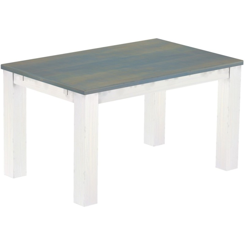 Esstisch 140x90 Rio Classico Taubengrau Weiss massiver Pinien Holztisch - vorgerichtet für Ansteckplatten - Tisch ausziehbar