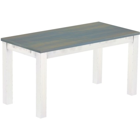 Esstisch 150x73 Rio Classico Taubengrau Weiss massiver Pinien Holztisch - vorgerichtet für Ansteckplatten - Tisch ausziehbar
