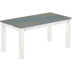 Esstisch 160x80 Rio Classico Taubengrau Weiss massiver Pinien Holztisch - vorgerichtet für Ansteckplatten - Tisch ausziehbar