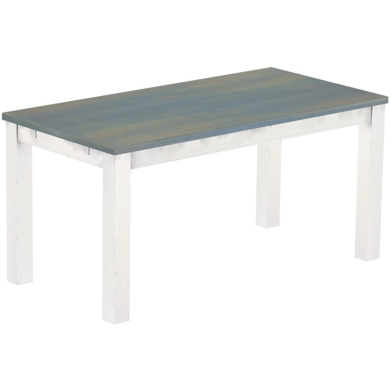 Esstisch 160x80 Rio Classico Taubengrau Weiss massiver Pinien Holztisch - vorgerichtet für Ansteckplatten - Tisch ausziehbar