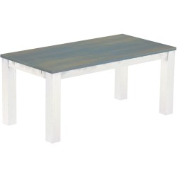 Esstisch 180x90 Rio Classico Taubengrau Weiss massiver Pinien Holztisch - vorgerichtet für Ansteckplatten - Tisch ausziehbar