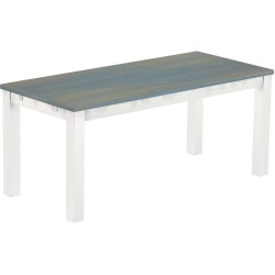 Esstisch 180x80 Rio Classico Taubengrau Weiss massiver Pinien Holztisch - vorgerichtet für Ansteckplatten - Tisch ausziehbar