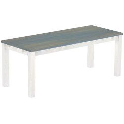 Esstisch 200x80 Rio Classico Taubengrau Weiss massiver Pinien Holztisch - vorgerichtet für Ansteckplatten - Tisch ausziehbar
