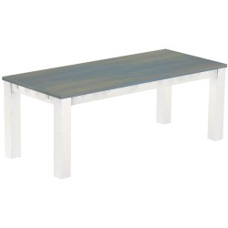 Esstisch 208x90 Rio Classico Taubengrau Weiss massiver Pinien Holztisch - vorgerichtet für Ansteckplatten - Tisch ausziehbar