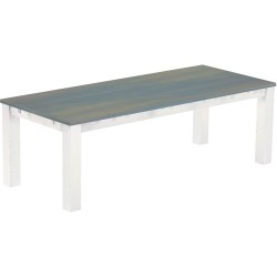 Esstisch 240x100 Rio Classico Taubengrau Weiss massiver Pinien Holztisch - vorgerichtet für Ansteckplatten - Tisch ausziehbar
